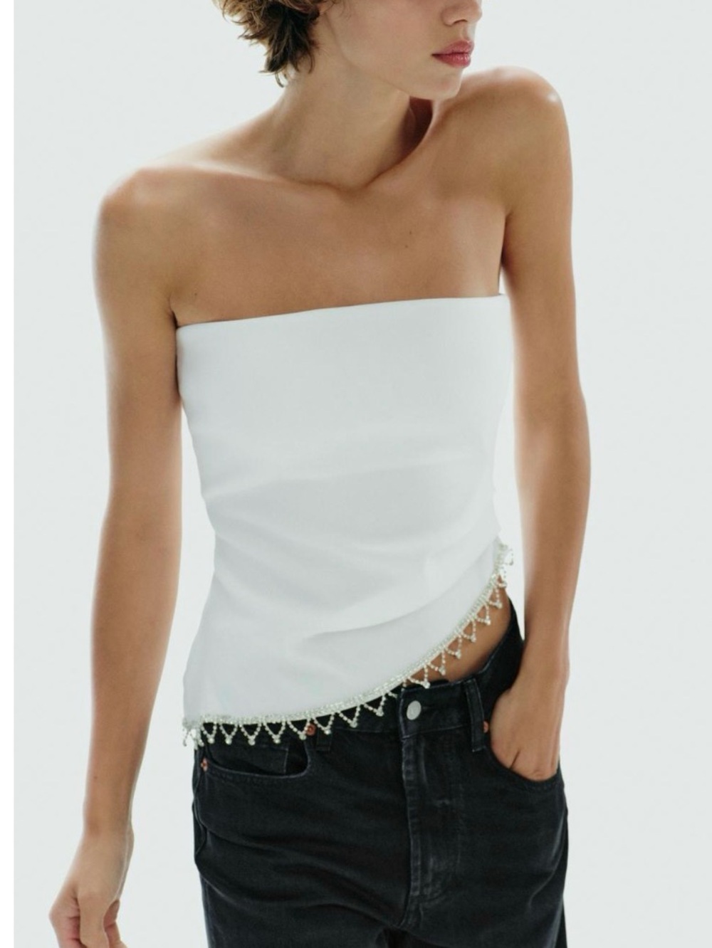 ZARA jewel strapless top size medium